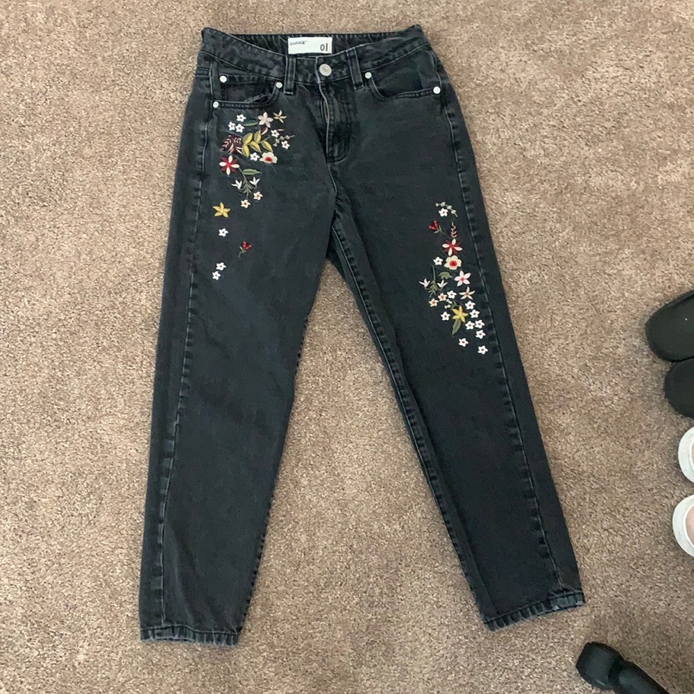 Garage Embroidered Mom Jeans